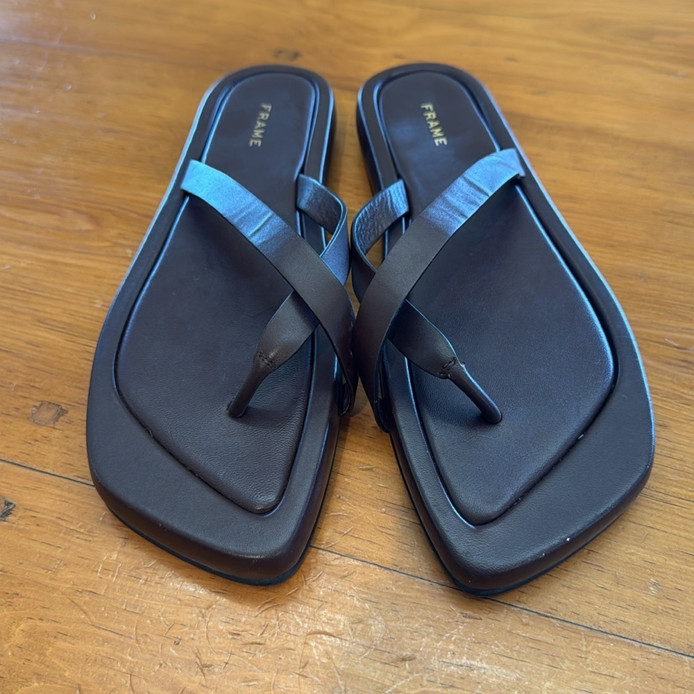 Frame Denim Women's Dark Brown Leather Strappy Slide Sandal - Picture 9 of 12